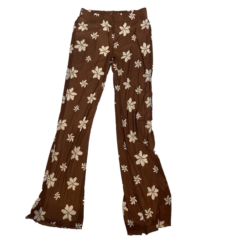 Brown Flower Flare Pants